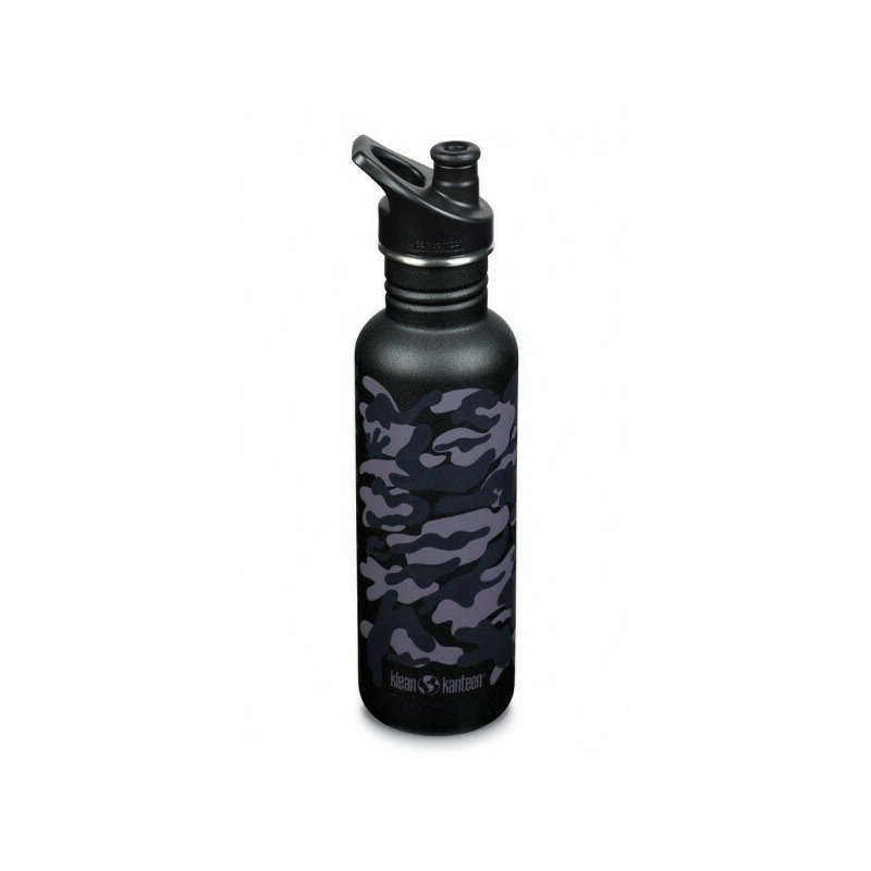 Classic Narrow Black Camo - Recipient din otel inoxidabil 800 ml cu capac sport - Klean Kanteen