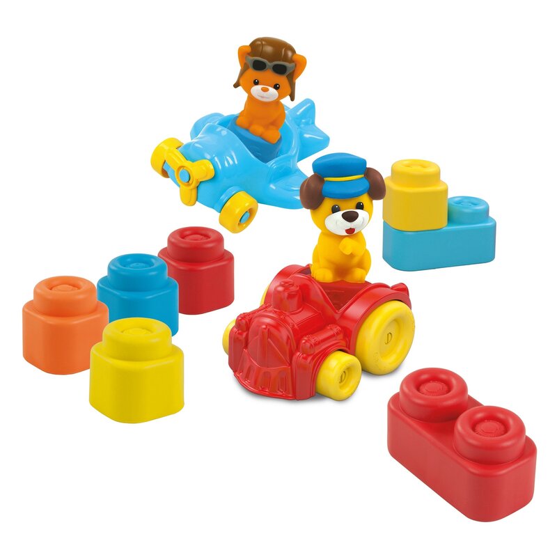 Clementoni - set de constructie primele mele vehicule cuburi in plasa