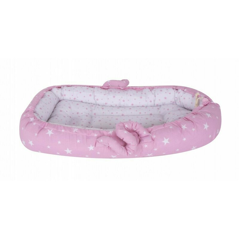 Sevibebe - suport de dormit nest , stars, 75x42 cm, roz