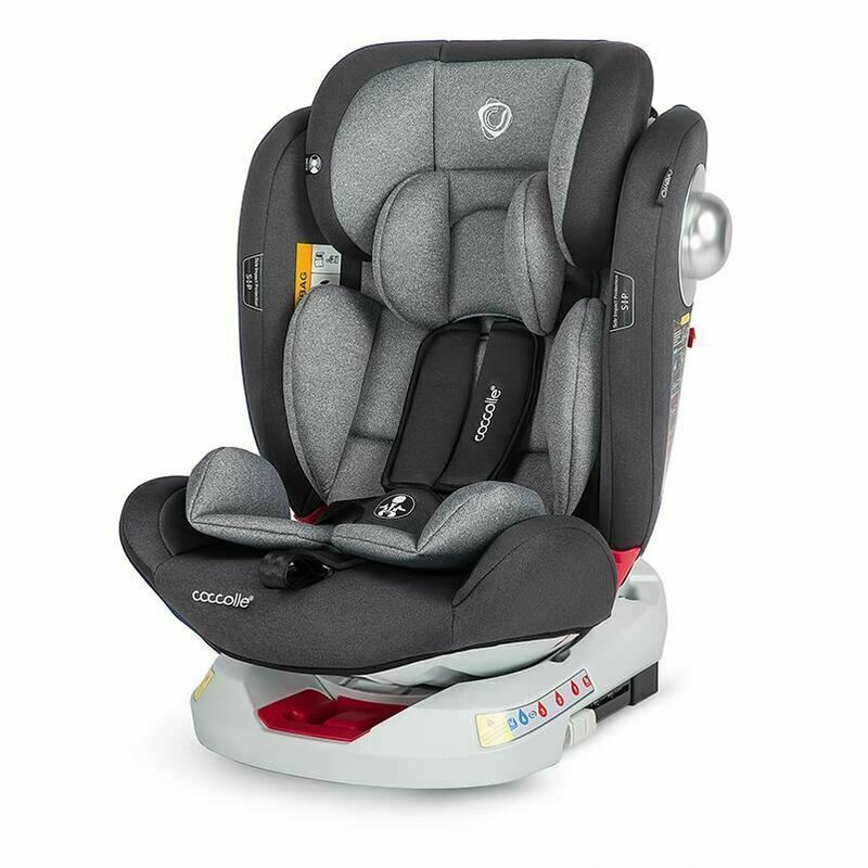 Coccolle - scaun auto nerio moonlit, rotire 360 grade, spatar reglabil, protectie laterala, 0-36 kg, cu isofix, gri