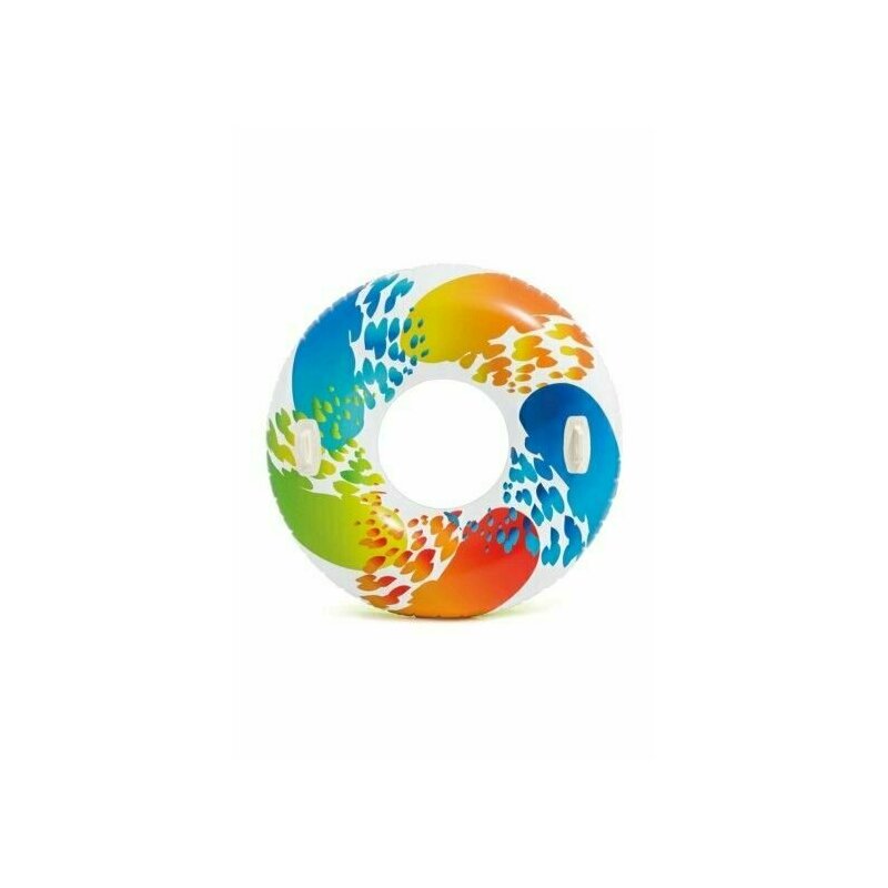 Colac mare gonflabila pentru inot, cu maner, Intex, 58202, 122 cm, Multicolor