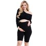 Colanti scurti, Pentru gravide, Cu talie speciala, Certificati Oeko Tex Standard 100, Din bumbac si elastan, Masura L, Negru - 4