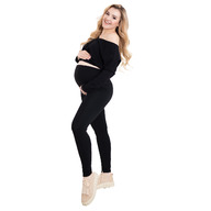 Colanti, Pentru gravide, Cu talie speciala, Certificati Oeko Tex Standard 100, Din bumbac si elastan, Masura L, Negru