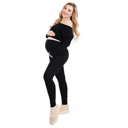 Colanti, Pentru gravide, Cu talie speciala, Certificati Oeko Tex Standard 100, Din bumbac si elastan, Masura M, Negru