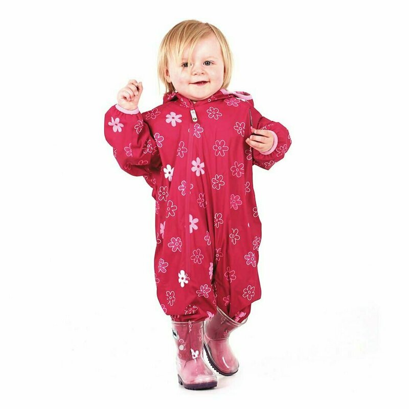 Combinezon Impermeabil Fleece Red Flowers 6-12 luni