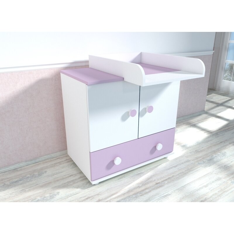 Mykids - comoda de infasat happy, 80x60 cm, alb/violet