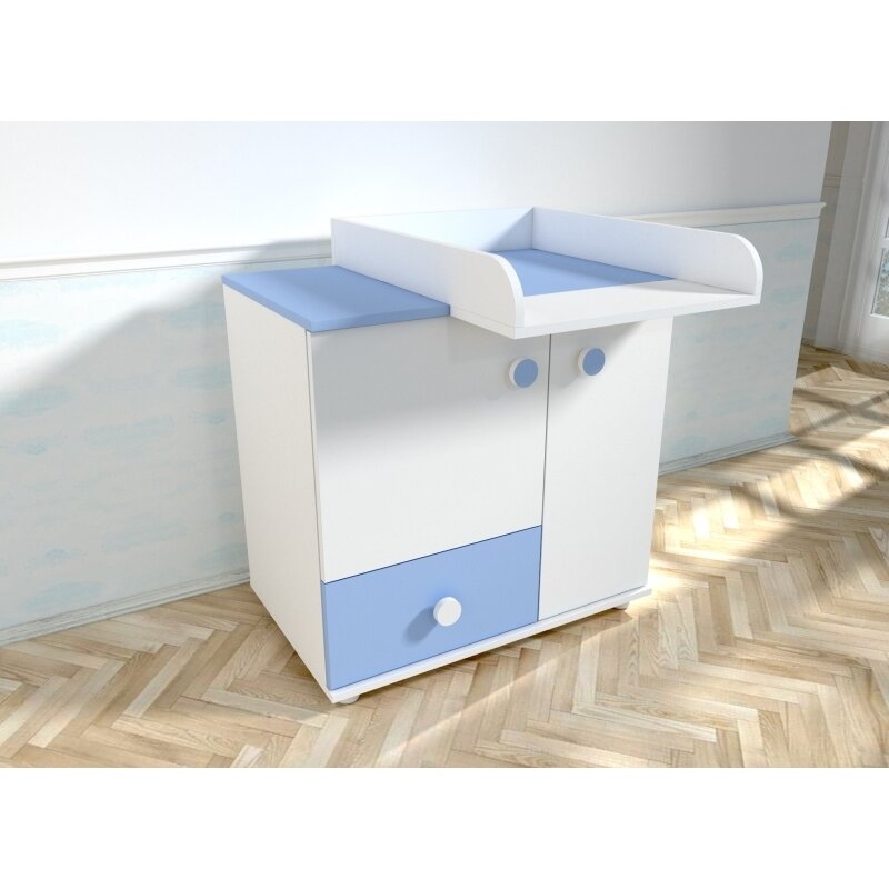 Mykids - comoda de infasat lucky, 80x60 cm, alb/albastru