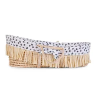 Cos bebe Childhome Moise din coji de porumb si rafie cu saltea, Husa Jerse Leopard