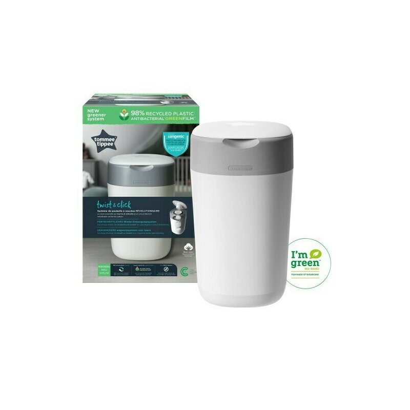 Tommee tippee - cos pentru scutece sangenic twist and click, alb/gri