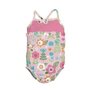 Iplay - Costum de baie fetita cu scutec inot integrat, 12 luni, SPF50+, Pink Flowers - 1