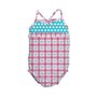 Iplay - Costum de baie fetita cu scutec inot integrat, 12 luni, SPF50+, Pink Squares - 1