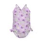 Iplay - Costum de baie fetita cu scutec inot integrat, 12 luni, SPF50+, Purple Flowers - 1
