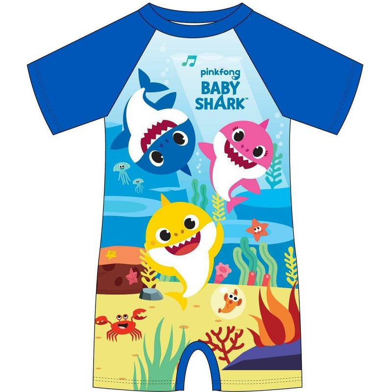 costum de baie copii cu protectie uv Costum de baie UV cu maneci scurte si fermoar Baby Shark EPLUSM EPMBS5244061
