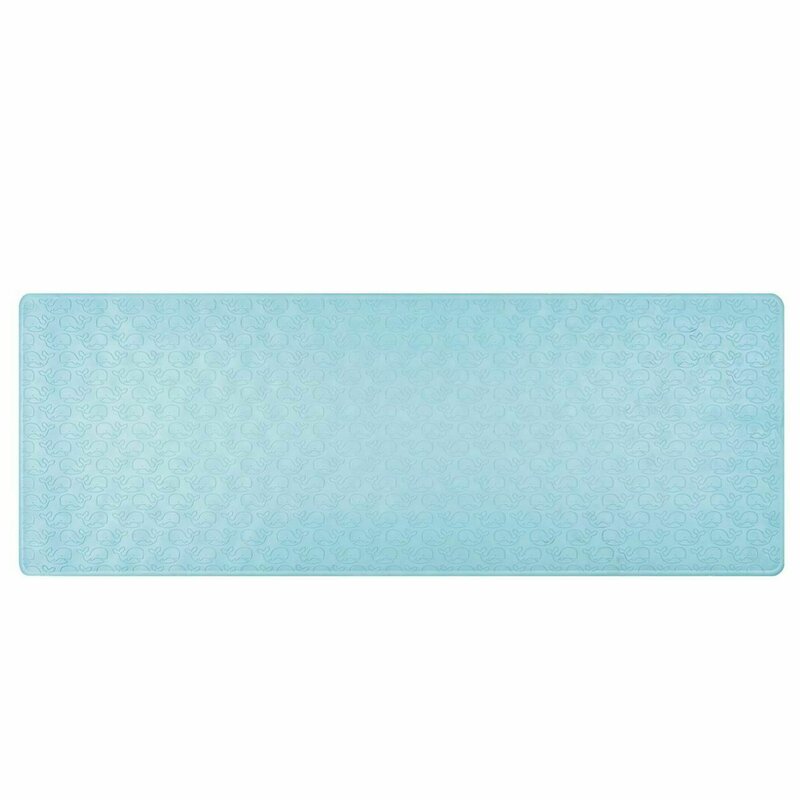 Covoras de baie antialunecare cu ventuze, din cauciuc natural, antibacterian, dreptunghiular, 97 x 36 cm, albastru, MyHappyBath Mat XL, Reer 76033