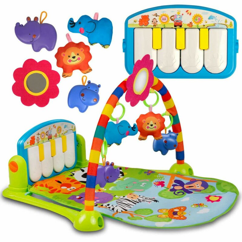 Covoras educational, Ricokids, Pentru copii, XXL, 3in1, interactiv, cu pian multifunctional detasabil, 24 melodii, 7315