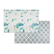 Covoras educativ, Petite&Mars, Campy L, Din spuma XPE non-toxica, Cu doua fete, Suprafata antiderapanta, 130x200 cm, Pliabil compact  40×32×21 cm, Model masini si forme geometrice