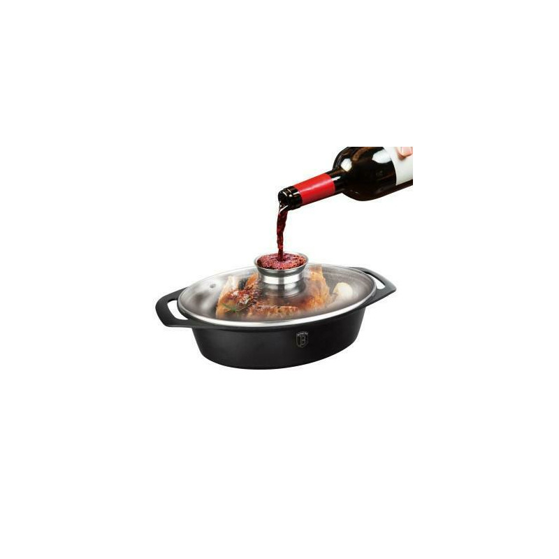 Cratita ovala pentru cuptor, cu capac sticla si sistem aroma knob roaster, Berlinger Haus, BH 1460