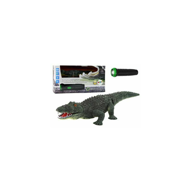 Crocodil RC interactiv de jucarie, cu telecomanda pentru copii in forma de lanterna, 12436