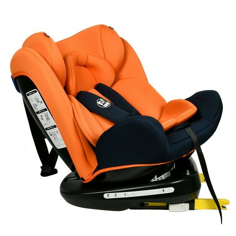 Buf boof - scaun auto tweety rotativ 360 grade cu isofix 0-36 kg baza neagra orange