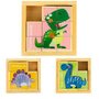 Cuburi educationale din lemn tip puzzle cu dinozauri Ecotoys MA442 - 6