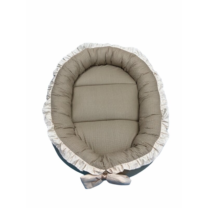 Deseda - cuib baby nest bebelusi cu volanase maro cu buline albe lux