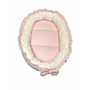 Cuib baby nest bebelusi cu volanase roz pal - stelute roz pe alb LUX - 1