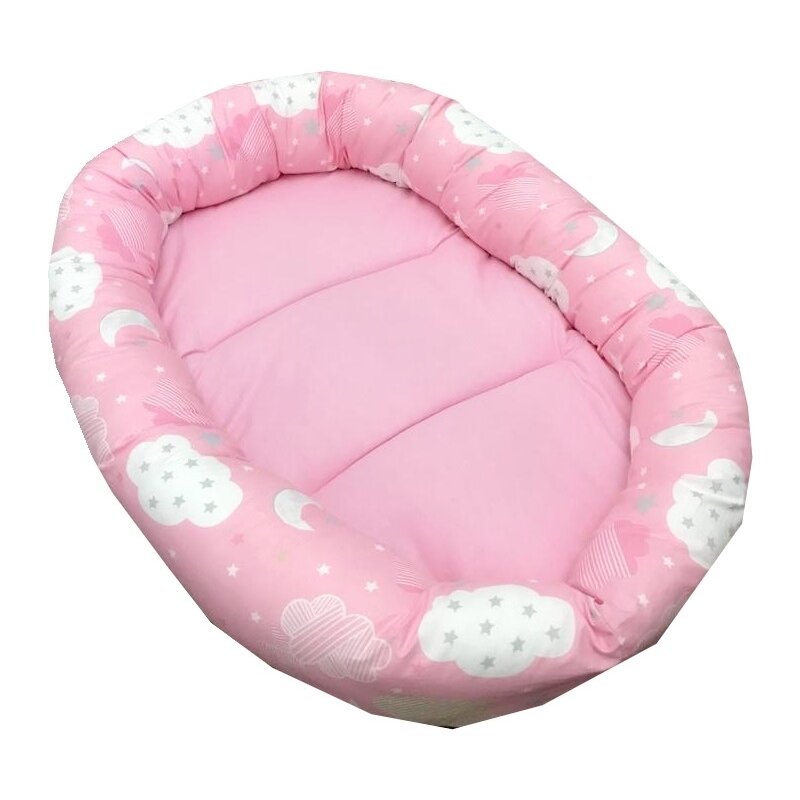 Deseda - cuib baby nest bebelusi forma ovala roz cu norisori si luna