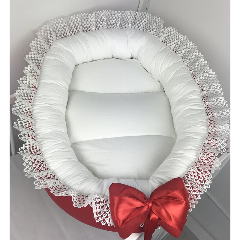 Deseda - cuib baby nest rosu cu dantela alba lux