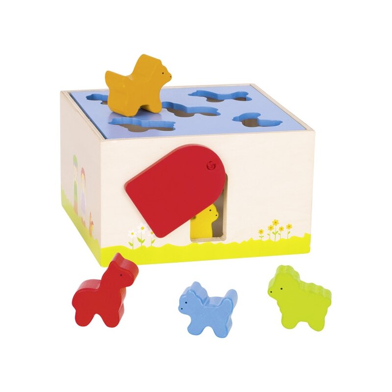 Goki - jucarie pentru sortat si stivuit cutie cu forme animalute, multicolor