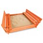 Cutie de nisip, New Baby, Pentru copii, Cu bancute si trapa, Din lemn, 20x120x20 cm, 3 ani+, Orange - 1