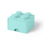 Cutie depozitare jucarii, LEGO, 2x2 cu sertar, Aqua - 1