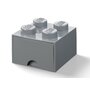 Cutie depozitare jucarii, Lego, 2x2 Cu sertar Gri - 1