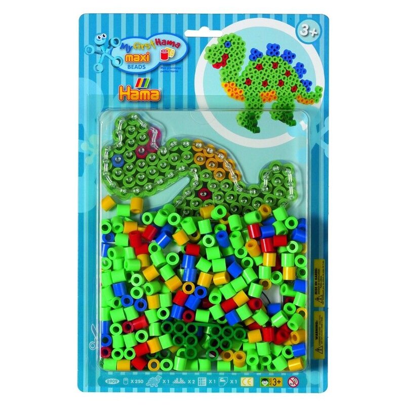 Hama - set margele de calcat dinozaur in blister, 250 buc maxi