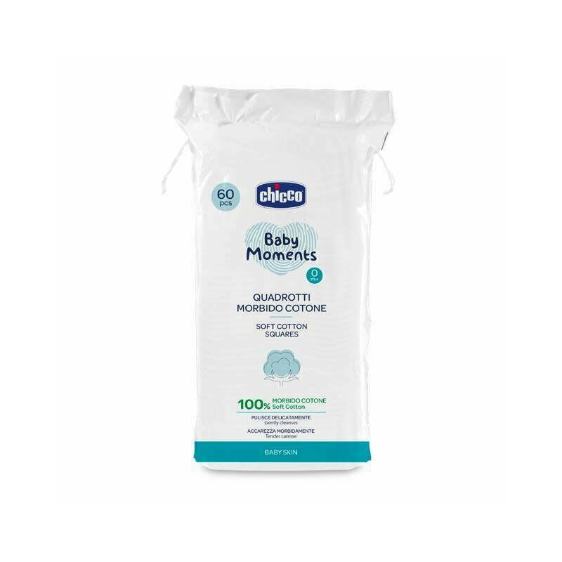 Dischete bumbac Chicco Baby Moments Baby Skin pentru igiena zilnica, 60buc, 0luni+