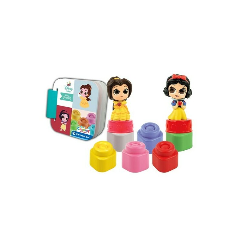 Set de construit, Clementoni, Disney Soft Clemmy Alba ca Zapada si Belle, 6 luni+, Multicolor