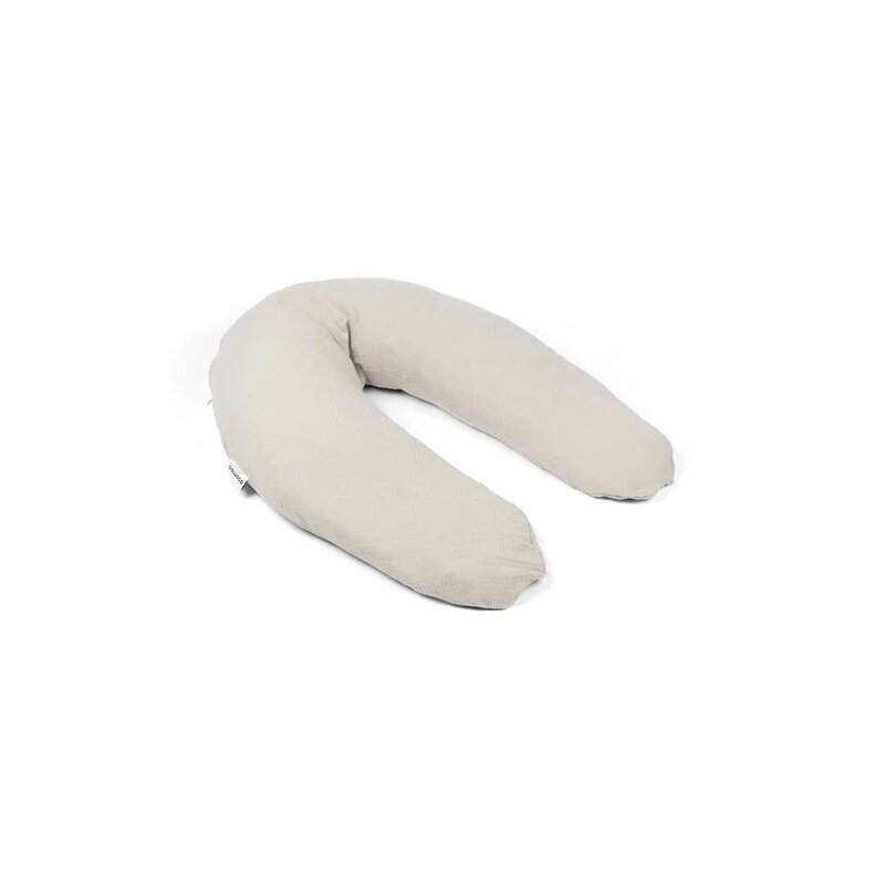 Doomoo - Perna mare 3 in 1 Comfy Big Tetra Almond din bumbac organic: perna gravide, suport pentru hranire, suport pentru bebe