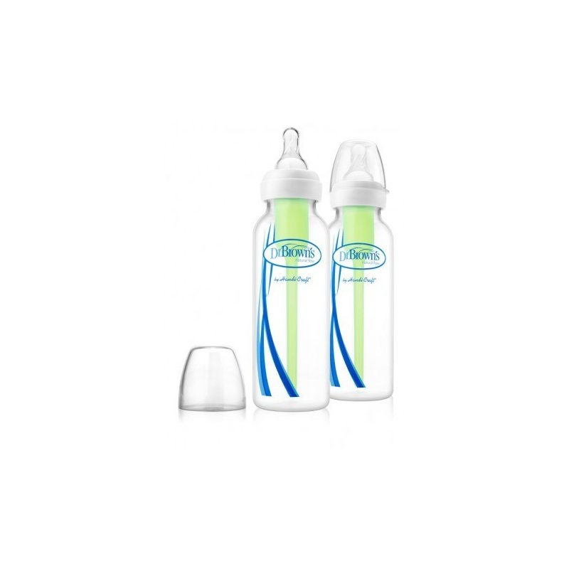 Dr. brown's - pachet biberoane cu gat ingust, polipropilena, 250 ml. options (2 pack), bpa free