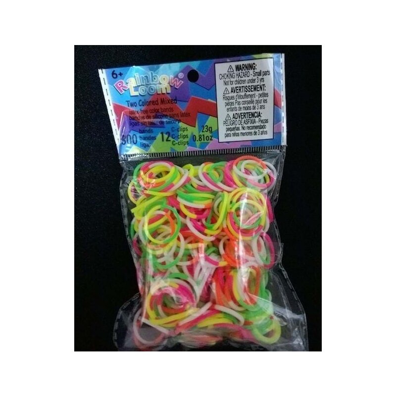 Rainbow loom - elastice neon 300 buc, mix duo