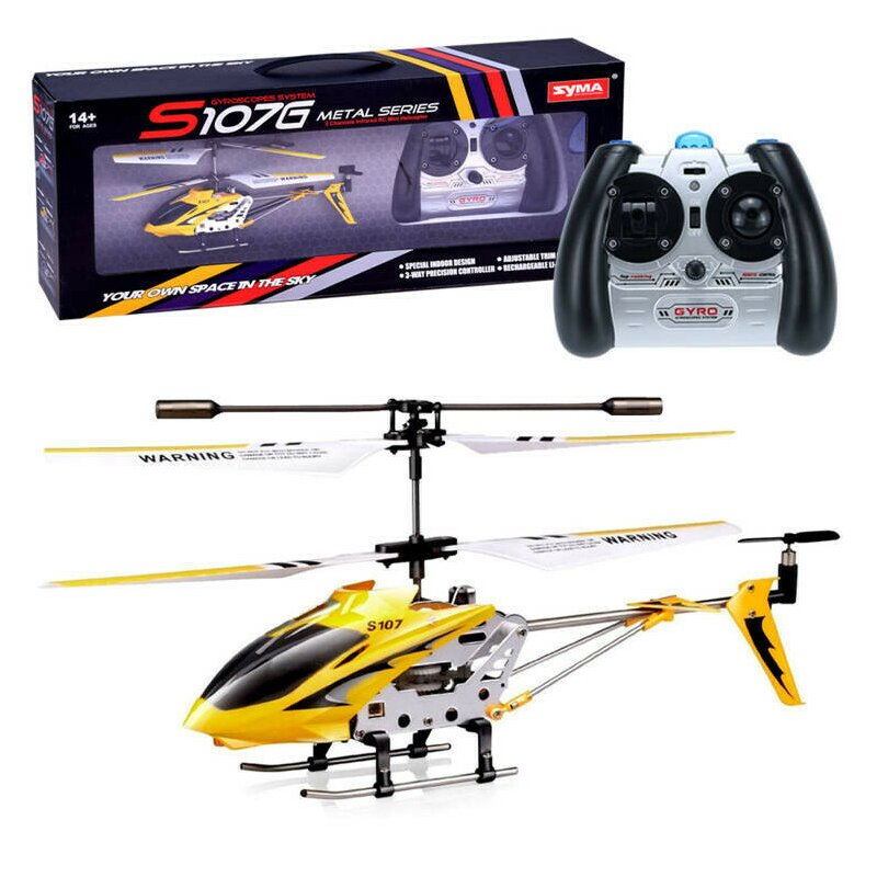 Elicopter de jucarie, Syma, S107G, cu telecomanda, sistem de stabilizare Gyro, 22 cm, Galben