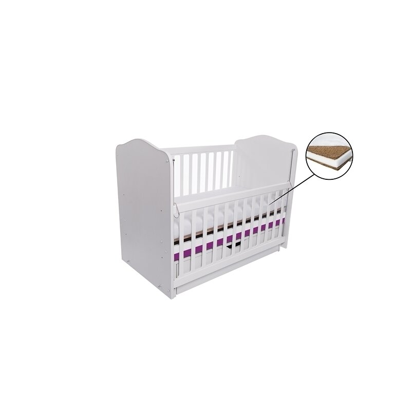 Eurogloria - patut como balansoar culisant alb, violet + saltea cocos 10 cm, resigilat