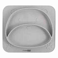 Farfurie compartimentata, FreeON, din silicon fara BPA, 26 x 23 x 2.6 cm, Teddy Bear Grey