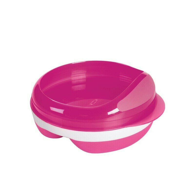 Oxo tot - farfurie divizata cu capac, roz