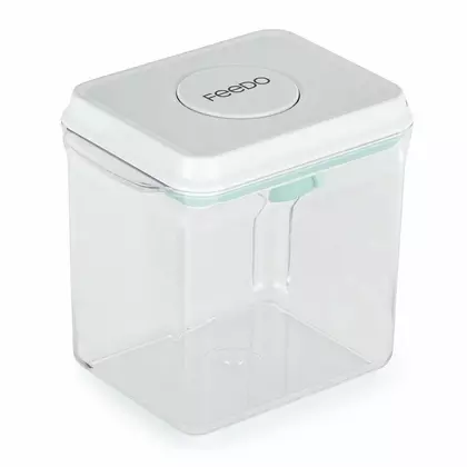 Recipient depozitare lapte praf, Feedo, 1700 ml, Capac etans, Din plastic, Fara BPA, Turcoaz