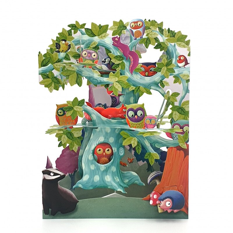 Felicitare 3D Swing Cards - Arborele pasarilor din padure