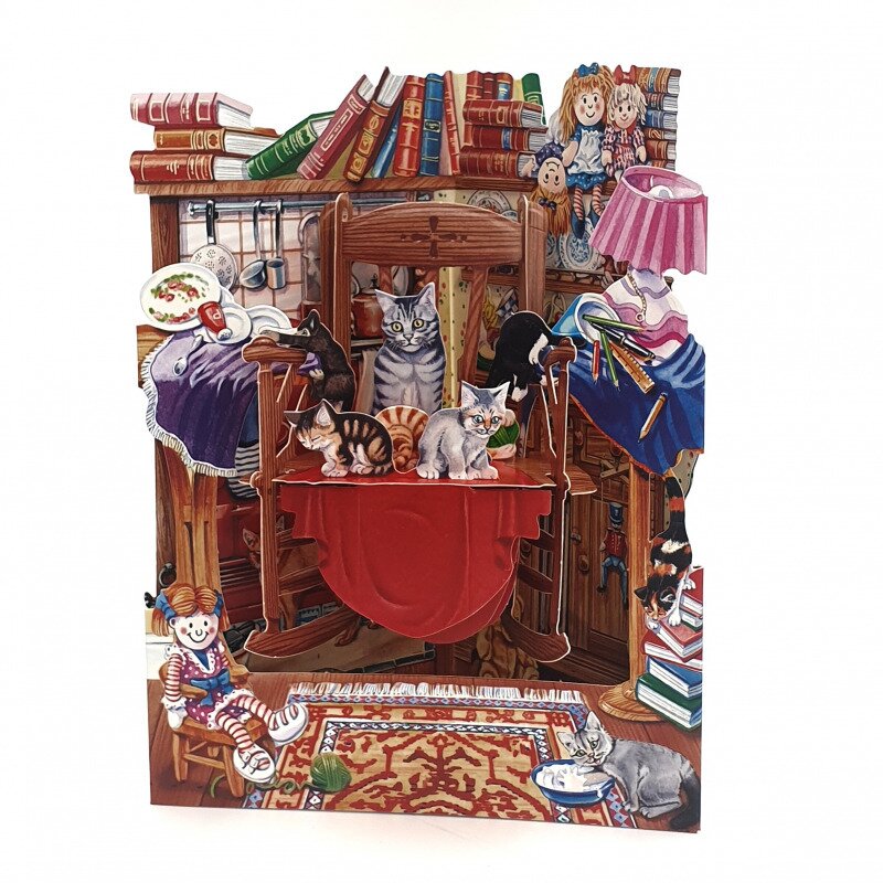 Felicitare 3d swing cards - pisicute in balansoar