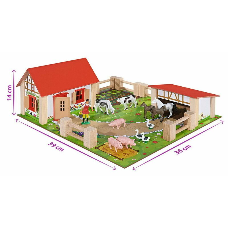 Eichhorn - set de joaca ferma , 38x35 cm, cu 21 de accesorii