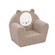 Fotoliu din burete, New Baby, Pentru copii, Din tesatura de catifea reiata, Cu husa detasabila, Materiale certificate Oeko Tex Standard 100, Leu