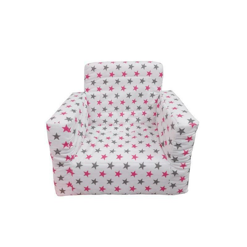 Fotoliu din burete pentru copii MyKids Stelute White Grey Pink