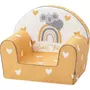 Fotoliu din burete, Bubaba, Pentru copii Yellow Hearts, 9 luni - 5 ani, Cu Husa detasabila - 1
