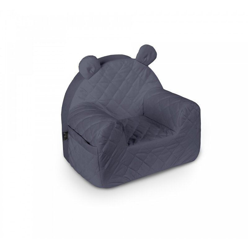 Babysteps - Fotoliu pentru copii cu spatar, catifea Velvet Ursulet Teddy Nightshadow blue